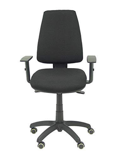 HERSO - Silla Operativa de Oficina ergonómica con Sistema Asyncro. Apoyabrazos Ajustables. Regulación del Asiento, de la Altura, con Inclinación del Respaldo y Bloqueo de posición. Color Negro