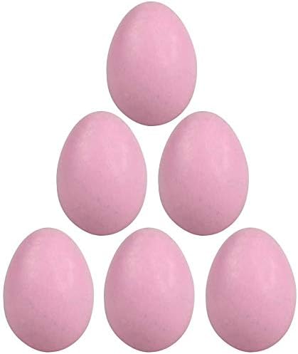 6-Pack Wooden Eggs Unfinished Wooden Fake Eggs Easter Craft Eggs for Display Children DIY Painting Decoration - Pink