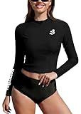 BesserBay Lady Women Crop SPF UPF Rashguard Sunscreen Swimming Sunproof Uv Protection Top Black M