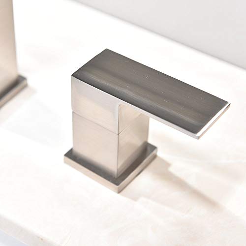 VCCUCINE Best Commercial 3 Holes Two Handles Lavatory Vanity Sink Widespread Brushed Nickel Bathroom Faucet, Bathroom Sink Faucet With Hoses