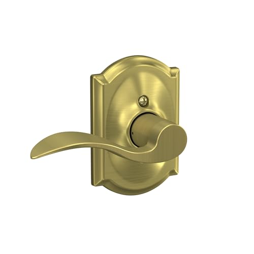 Image of SCHLAGE Accent Lever with Camelot Trim Hall and Closet Lock in Satin Brass - F10 ACC 608 CAM