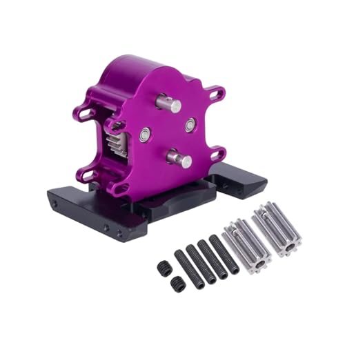 RC Car Accessories for LCG for SCX10 Pro 1/10 CNC Aluminum Dual Transmission Overdrive Gearbox Installable 2 Motors RC Crawler Parts Replacement(Purple)