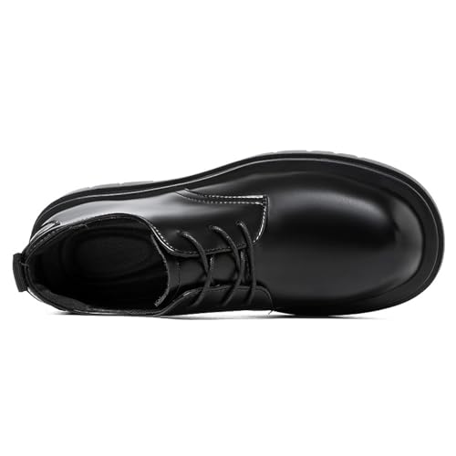 Men's Soft Leather Lace Up Platform Oxfords Classic Round Toe Chunky Heel Lug Bottom Derby Casual Shoes Work Office Business Dress Shoes3