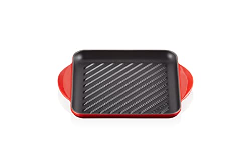 Le Creuset Enameled Cast Iron Signature Square Skillet Grill, 9.5", Cerise #TOP3
