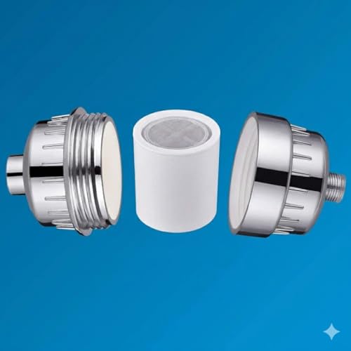 Image of HO2ME Shower and Tap Filter for Hard Water | Bathroom Water Softener | 20 Stage Hard Water & Showerhead Filter for Hair & Skin | Suitable for Borewell /Tanker Water (Chrome Finish)