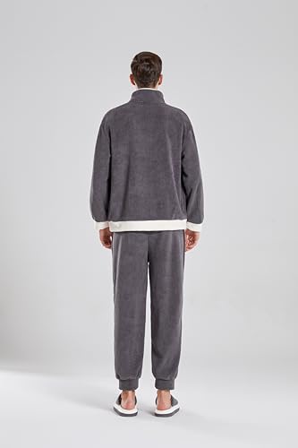 Pijama de invierno unisex de vellón esponjosos ropa de salón cómoda para parejas de dos piezas 3