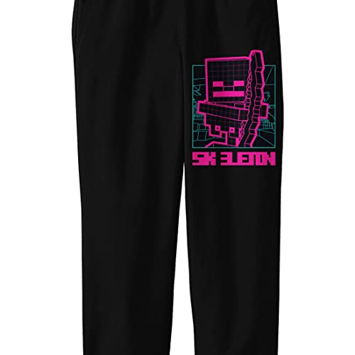 Minecraft Neon Skeleton Line Art Boy's Black Sweatpants2