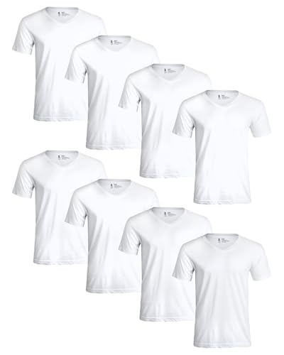 IZOD Men's Undershirts - 8 Pack Breathable Short Sleeve V Neck White Shirt - Cotton Undershirts for Men (S-XL)