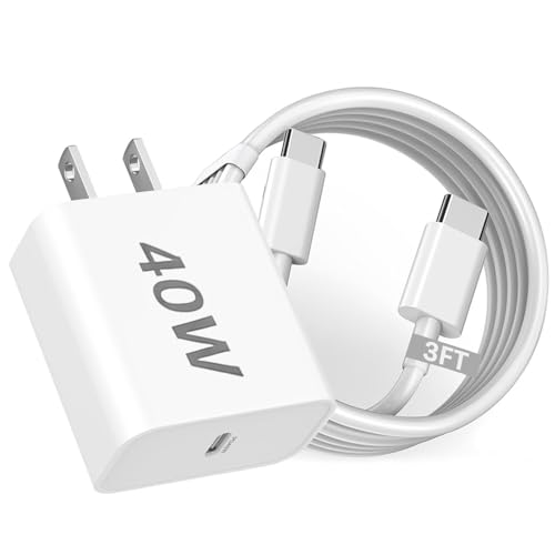 Image of iPhone 17 /Air Charger Fast Charging,[MFi Certified] 40W USB C Power Adapter Wall Charging Block Plug&USB C to C Cable Cord for iPhone 17e /17 Pro Max /16 /16 Plus /16 Pro Max /15 /iPad /AirPods