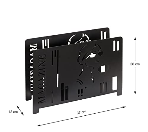 HAKU Möbel Zeitungsständer schwarz, Metall - Maße: B 37 cm x H 26 cm x T 12 cm, Style: Modern