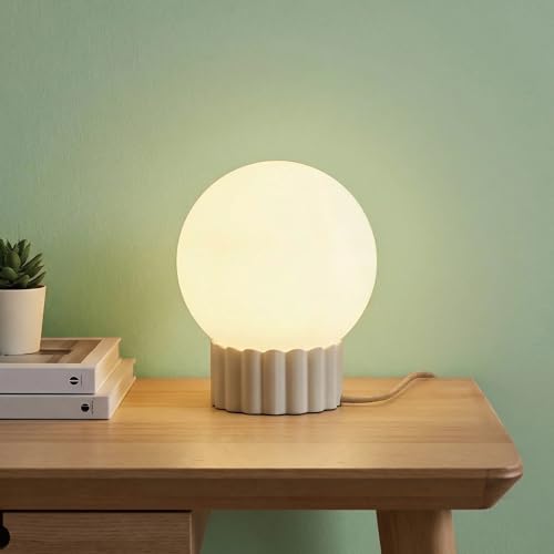 6.9&rdquo; Glass Table Lamp for Living Room, Stepless Dimmable Nightstand Lamp with...