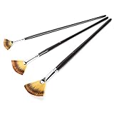 KIMISS Fächermalpinsel-Set – 3-teilige Aquarellpinsel aus Nylonhaar mit Langen Holzgriffen – Ideal für Acryl-, Öl- und Gouachemalerei