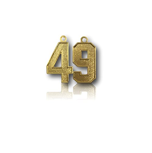 Number 49 Gold Plated Jersey Style Sports Necklace Charm Pendant (0.8
