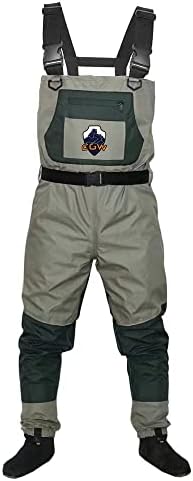 CGW Bootfoot Fishing High Chest Waders for Men with Stockingfoot Boots Mens Womens Breathable Waterproof Wader(2XL)…