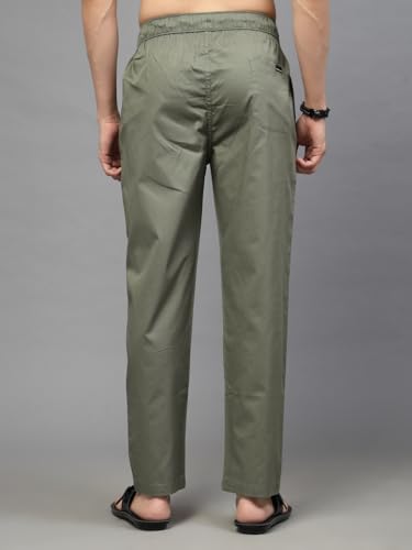Image of Majestic Man Comfort Fit Solid Cotton Casual Lounge Pyjama with Elastic Waist, Drawstring & Zip Closure