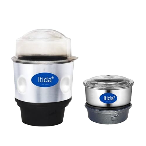 Image of Itida 200ml & 400ml chutney jar for mixer grinders, stainless steel, rust-proof sharp blades, fits 2 lock & 4 teeth coupler, durable & leak-proof design