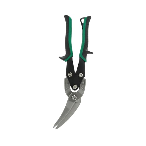 Image of Malco AV73 Long-Cut Offset Aviation Snips | Right & Straight Cutting | 2-1 /4 inch Extra-Long Blade | POWER-FIT Performance Grips | Forged Steel Jaws