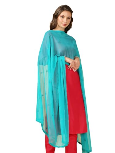 Image of DUPATTA BAZAAR Women's Embroidered Chiffon Dupatta with Delicate Sequins
