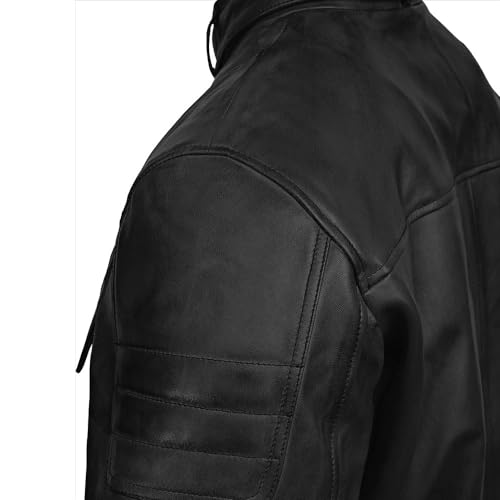 Image of Men Cafe Racer Motorcycle Style Solid Leather Jacket Slim Fit Motorcycle Brown Cafe Racer Leather Jacket