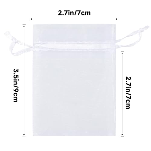 Image of joycraft 50Pcs Organza Bags, 2x3 inch Gift Favor Bags, White Wedding Favor Bags, Jewelry Pouches with Drawstring, Mesh Bags Drawstring for Jewelry, Festival, Makeup, Candy, Desserts