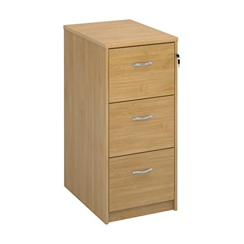 Mr Office Deluxe executive 3 drawer filing cabinet with silver handles 1045mm high, Oak Cover