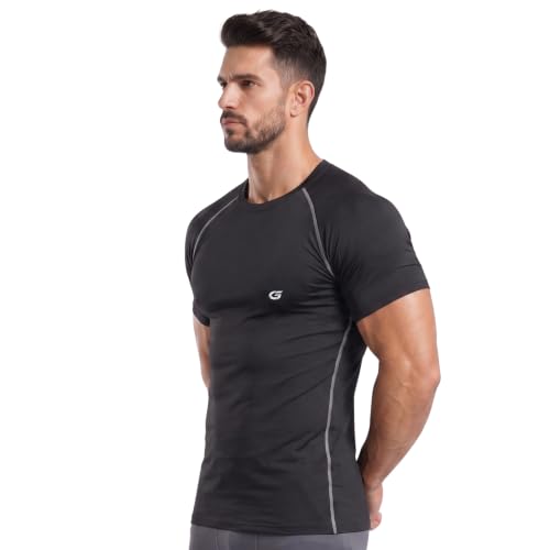 Image of GYMIFIC Men's Compression T-Shirt | Half Sleeve Gym Workout T Shirt for man | Round Neck Quick Dry Stretch Athletic Sports Tee