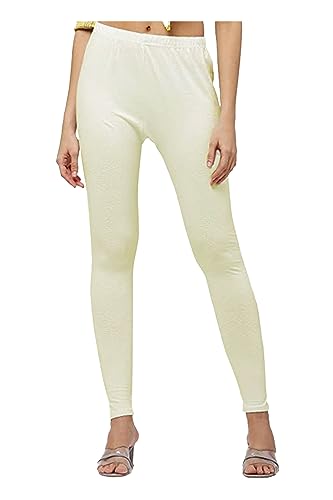 Image of H2 Women's Comfortable Cotton Blend Leggings - Ankle Length, Versatile (in, Alpha, 2XL, Regular, Cream)