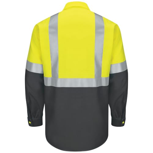 Image of Red Kap Men's Hi Visibility Long Sleeve Ripstop Work Shirt - Type R, Class 2