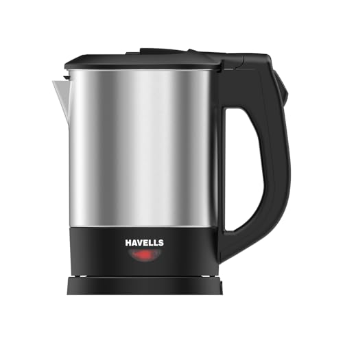 Image of Havells HOTSIP Electric Kettle | 1250 W | 1 L Capacity | Rust Resistant 304 Stainless Steel Tank | Triple Safety Protection | Wider Mouth for Easy Filling (Black & Silver)