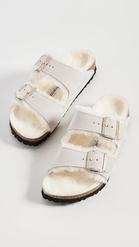 Image of Birkenstock Women's Arizona Shearling Sandals, Antique White /Antique White, 9-9.5 Medium US