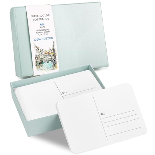 Prudiut 48 Sheets 4x6 Watercolor Postcards 140lb/300gsm Blank Postcards Watercolor Paper Cards Art Supplies for Painting DIY Mailing Invitations Greeting Cards (Green)