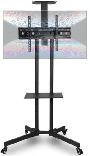 BEONE Moible TV Mount Stand Cart Trolley with Wheels TV Stand Cart Mobile Height Ajustable TV Stand Mount for 32-65 HDR & LCD TV Screens Black (32-65in)