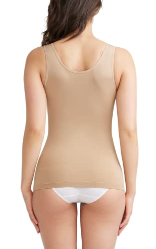 Essentials By Tummy Tank Womens Seamless Shaping Tank Base Layer Top, Almond, 1X-2X Us #TOP6