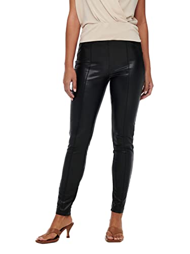 ONLY Damen Leder Optik PU Leggings Stretch Biker Look Hose Skinny Coated Pants Gefüttert ONLJESSIE Wet-Look, Farben:Schwarz, Größe:38 ONLY Damen Leder Optik PU Leggings Stretch Biker Look Hose Skinny Coated Pants Gefüttert ONLJESSIE Wet-Look, Farben:Schwarz, Größe:38
