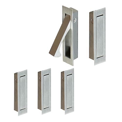 Mango para puerta corrediza Dontay 5 unidades, acero inoxidable 304 profesional, acabado satinado, montaje empotrado para puerta corrediza de bolsillo miniatura 1