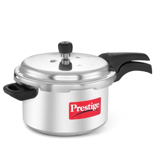 Prestige 5 Litre Aluminium Deluxe Plus Outerlid Pressure Cooker| Gas & Induction Compatible|Controlled Gasket release System|Metallic Safety Plug|5 Years Warranty| ISI Certified