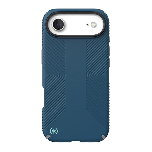 Image of Speck PRESIDIO2 Grip for iPhone 17 Air Case, MagSafe-Compatible, Slim Protective Case, DEEP SEA /Silver Metallic /Spell Blue