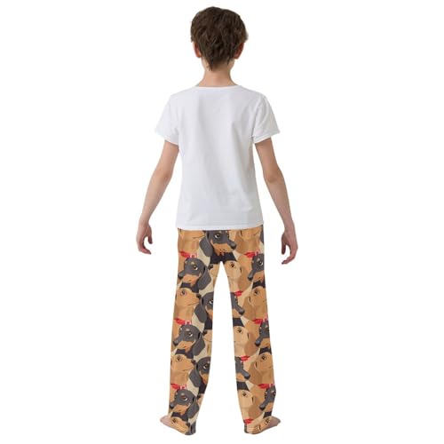 Boys' Pants Dog Black Brown Dachshund Long Bottoms Jogger Pants Elastic Waist Trousers with Pockets S-XL3
