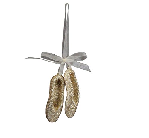 Gisela Graham Zapatos de ballet con purpurina dorada para decoración del árbol...