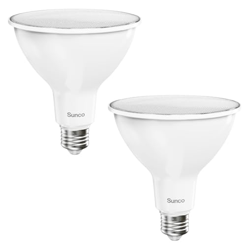 Sunco 2 Pack Exterior Flood Light Bulb LED PAR38, Outdoor Spotlight Bulbs, Weatherproof, 1050 LM, 13W (100W Equivalent), 5000K Daylight, Wet Rated, Dimmable, E26 Base UL