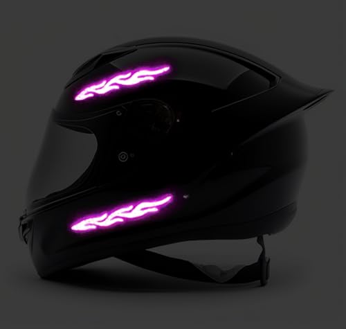 Image of customTAYLOR33 High-Intensity Grade Premium Reflective Tribal Flame Helmet Decals, Motorcycle Safety Sticker Decals (Special Edition Purple)