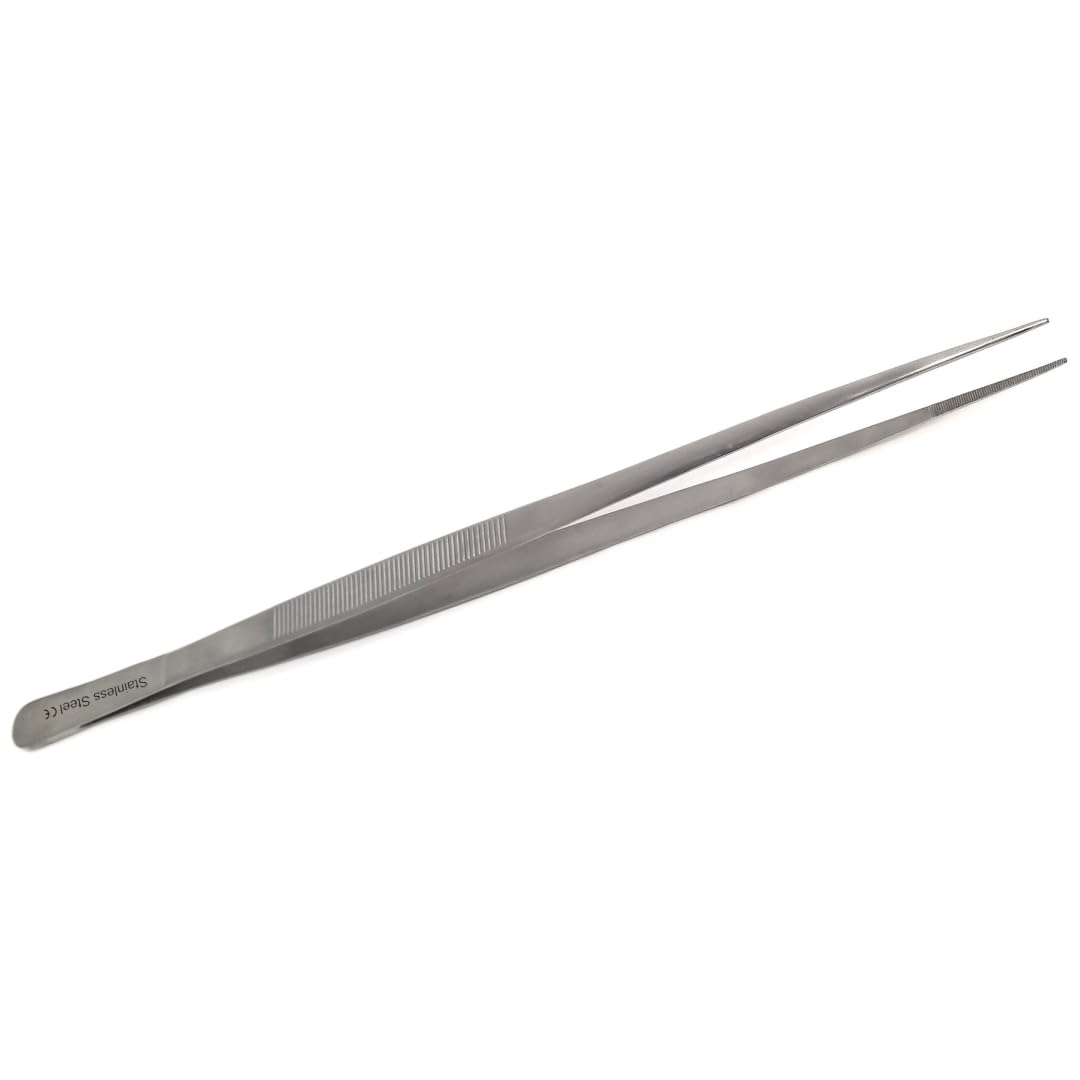 Multifunction Lab Tweezers Narrow Micro Point Fine Serrations Stainless Steel Forceps - 10