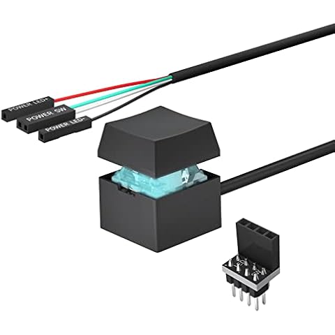 Desktop Computer PC Power Button Switch: Mechanical Key External Desktop Computer Power On Off LED PC Power Switch Button Extension for Motherboard Boot Cover