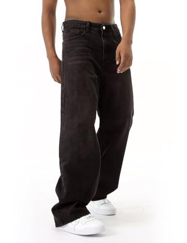 EMMIOL Mens Baggy Hip Hop Jeans Y2K 90s Vintage Trousers Solid Loose Fit Denim Pants Streetwear2