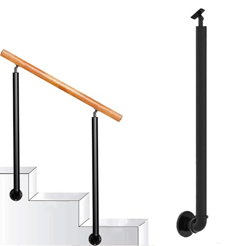 OOPDNEGAK Kit De Barandilla De Escalera En Forma De L, Postes De Pasamanos De Transición De Hierro, Postes De Barandilla para Escaleras De 2 O 4 Peldaños para Porches Delanteros(75cm(29.5in))
