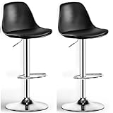 Enosilla Metal Revolving Black Height Adjustable Bar Stool/Kitchen Chair Suitable For Kitchen, Cafeteria, Dining, Office,Shops (Set Of 2) (Black), 35 CM, 35 CM, 40 Cm
