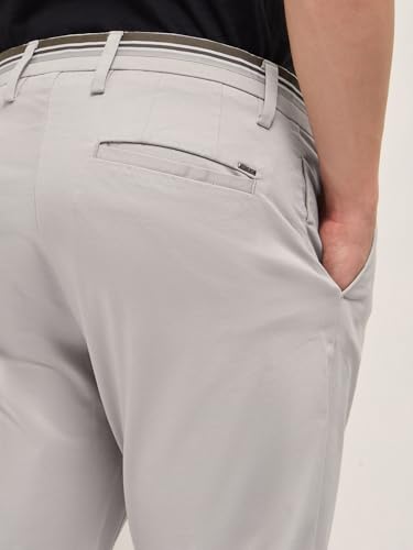 Image of Men's Grey Cotton Straight Fit Casual Trouser
