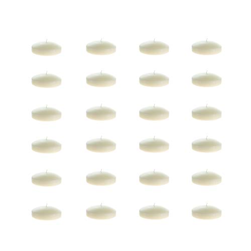 Mega Candles 24 pcs Unscented Ivory Floating Disc Candle, Hand Poured Paraffin Wax Candles 3 Inch Diameter, Home DÃ©cor, Wedding Receptions, Baby Showers, Birthdays, Celebrations, Party Favors & More