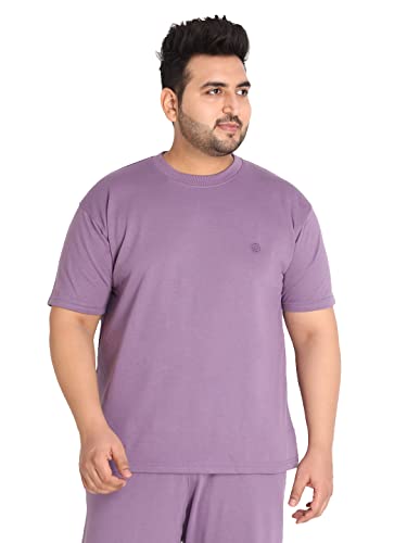 Image of CHKOKKO Men's Plus Size Terry Cotton Loose Fit Half Sleeves T-Shirt