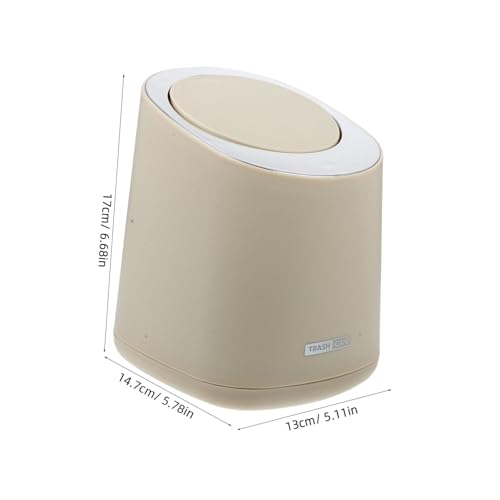 Papelera pequeña rectangular con tapa beige miniatura 2